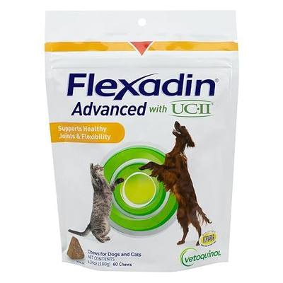 Vetoquinol Flexadin Advanced Hip and Joint Supplement with Undenatured Collagen for Dogs, One Chew a Day Hip and Joint Support Chew for Dogs and Cats, Clinically Proven Vet-Approved Formula, 60 Chews