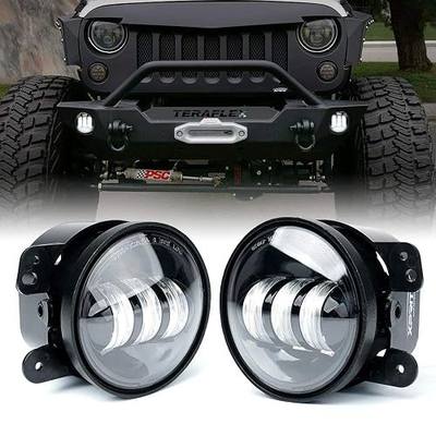 4-Inch 60W LED Fog Lights Compatible with 07-18 Jeep Wrangler JK JKU, White | High-Intensity, 2800LM, IP67 Waterproof, DOT Approved, Plug N Play