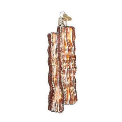 Old World Christmas Bacon Strips Glass Blown Ornament for Christmas Tree, Handcrafted Holiday Decoration, Food - Breakfast Collection