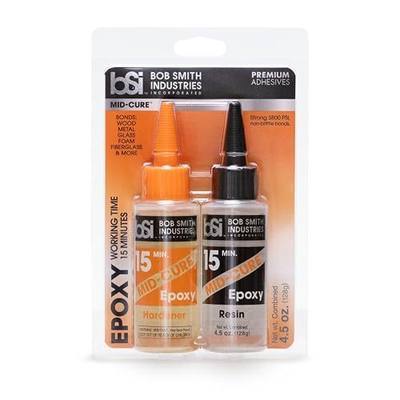Bob Smith Industries BSI-203H Mid-Cure™ Epoxy - 4.5 oz. Combined, Light Amber - 15-Minute Working Time Adhesive for Wood, Metal, Fiberglass, Crafts & Repairs