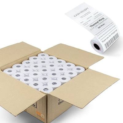 (50 Rolls) 2 1/4" 50' feet White Paper Cash Register POS Receipt, Fits All Credit Card Terminal Great For Cashier Receipt Small Business Premium Quality