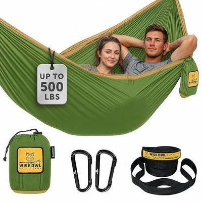 Wise Owl Outfitters Camping Hammock – up to 500lbs Portable Hammock with Tree Straps - Single or Double for Travel, Backpacking, Hiking, Outdoors Camping Gear
