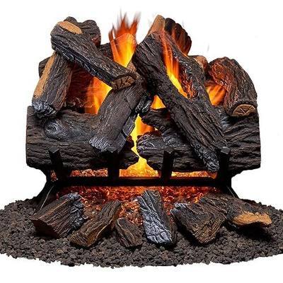 Duluth Forge Vented Natural Gas Fireplace Log Set - 18 in., 45,000 BTU, Match Light, Heartland Oak - Model# FNVL18-1