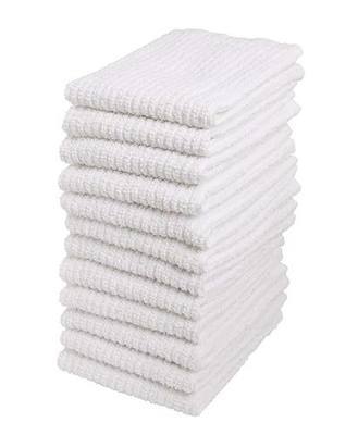 Dish Cloths, 12"x12" Dish Rags, 100% Cotton Kitchen Towels, 12 Pack | Dish Rags for Washing Dishes, White Dish Towels, Super Absorbent Kitchen Towels for Home & Bar, Bar Mop Towels