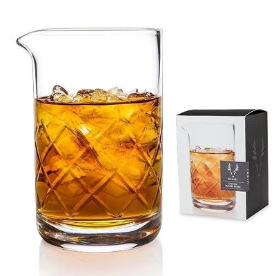 Viski Cocktail Mixing Glass 17 Oz. Crystal Pitcher Thick Base Design Bartending Glasses - Barware Essentials