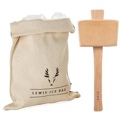 Viski Professional Lewis Ice Bag and Mallet, Manual Ice Crusher, Ice Crushers for Home Use, Bartender Kit & Bar Tools Kitchen Accessory, 12"