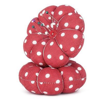 NEOVIVA Pincushions for Sewing with Wristband, Cute Wrist Pin Cushion for Daily Needlework, Style Pumpkin, Pack of 2, Polka Dot Red