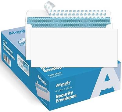 Aimoh 500#10 Security Self Seal Mailing Envelopes Letter Size, Windowless, Premium Security Tint Pattern, Ultra Strong Quick Seal Closure, EnveGuard, Size 4-1/8 x 9-1/2" White, 24LB, 500 Ct. (34010)