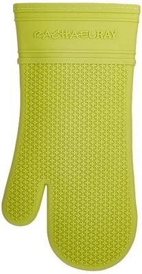 Rachael Ray Silicone Kitchen Oven Mitt with Quilted Cotton Liner, Green