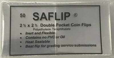 Double Pocket Safety Coin Flips (2½" x 2½", 50 Flips)