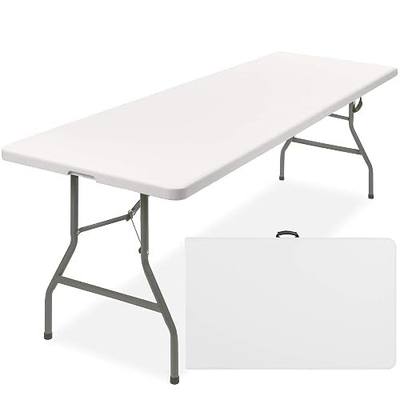 Best Choice Products 8ft Plastic Folding Table, Indoor Outdoor Heavy Duty Portable w/Handle, Lock for Picnic, Party, Pong, Camping - White