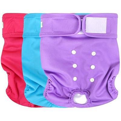 wegreeco Washable Reusable Premium Female Dog Diapers, Medium Dog Doggie Puppy & Doggy Diapers Female for Dog Waist 9.6"-14", Period Panties in Heat (Pack of 3, Medium)
