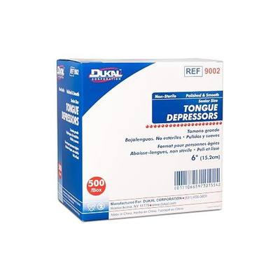 Dukal 9002 Tongue Depressor, Non Sterile, 6", Pack of 5000, Beige