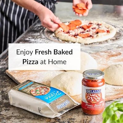 DeLallo, Italian Pizza Dough Kit, Pizza Crust Mix for Garlic Knots, Calzones, and Breadsticks, 00 Superfine Flour, Includes Instant Yeast Packet, Non-GMO, 17.6 oz Bag, (2 Pack)