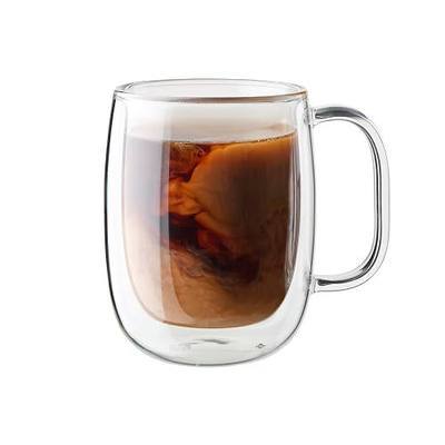 Zwilling Sorrento Plus 2-Pc Double Wall Insulated Glass Coffee Mug Set | Double-Wall Glass Keeps Drinks Hot or Cold Longer. Comfortable to hold. Mouth-blown Glass Mugs by Skilled Artisan