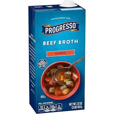 Progresso Classic Beef Broth, Gluten Free, 32 oz | No Msg Added Except Naturally Occurring in Yeast Extract, No Artificial Flavors or Preservatives, Fat Free