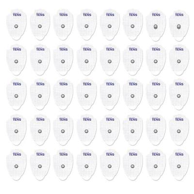 Discount TENS 3.5mm Snap Electrode Pads, 3 x 1.7 Inch, 40 Pack | 3.5mm snap compatibility, long-lasting latex-free hydrogel, flexible and comfortable, even current flow, strong skin adhesion
