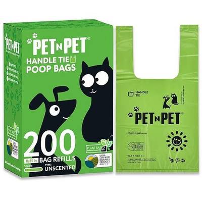 Pet N Pet 200 Counts Unscented Dog Poop Bags with Tie Handles, 41% Plant Based & 59% PE Poop Bags for Dogs, Extra-Thick Doggie Poo Bag, Pet Waste Bag