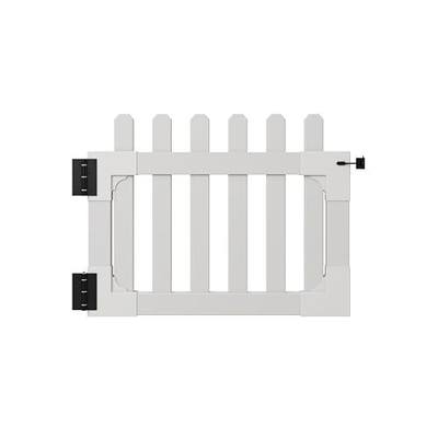 WamBam Newport Picket Gate, White Vinyl DIY No Dig Kit | 33.5inH x 42inW, 1 Gate, Hardware Included, ZP19004