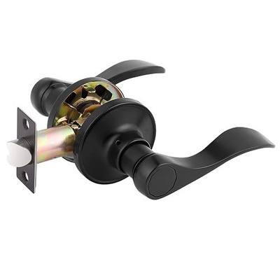 Gobrico 1 Pack Matte Black Passage Interior Door Lever Handles, Wave/Drop Style No Locking Reversible Door Knobs for Hallway Closet