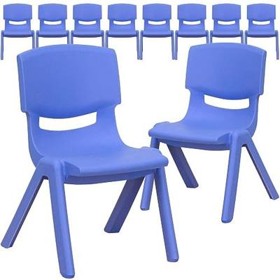Flash Furniture Whitney 10 Pack Blue Plastic Stackable School Chair with 10.5'' Seat Height | Durable Construction, Commercial Use