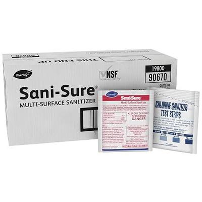 Diversey Sani-Sure Multi-Surface Sanitizer, 100 x 0.125 oz Packets | Food Contact Surfaces, Countertops, Sinks, Tables, Sanitizing Powder Packets