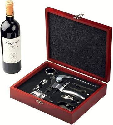 Wine Opener Set,Wine Bottle Opener Including Foil Cutter, Bottle Stopper Pourer and Extra Spiral,Wine Corkscrew Set,Gift box Opener Kit.