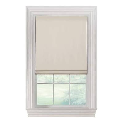 Link Shades Flat Roman Shades-Blackout, Thermal-(36" W x 72" L, Ivory/Off White)-Linen & Polyester-Cordless