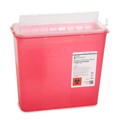 McKesson Prevent Sharps Container for Home Use, Red, 20 ct | 5 Quart, for Biohazard Infectious Waste, Needle and Syringe Disposal, Translucent, Touchless Lid