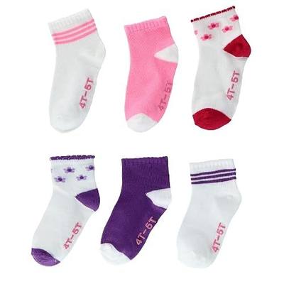 Hanes Girls' Toddler 6-Pack Ankle Sock, Assorted color