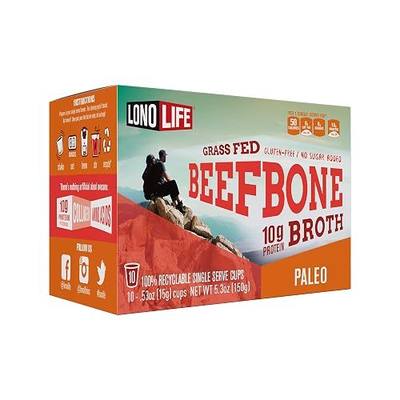 LonoLife Beef Bone Broth Powder Mix | Grass-Fed, 10g Protein | Collagen-Rich, Keto & Paleo Friendly | Natural Ingredients | 10 Single-Serve Cups