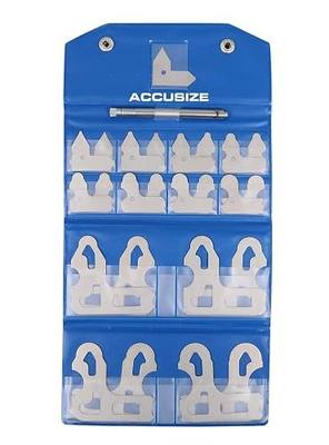 Accusize Industrial Tools 25 Pc Radius Gage Set, Fractional, 1/64-1/2'' Gages with Holder, 3602-5021 | Satin Chrome, Rustproof Steel, Individually Marked, Holder and Plastic Fitted Case,