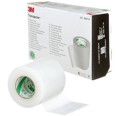 3M™ Transpore™ Surgical Tape, 1527-2, 2 in x 10 yd (5 cm x 9.1 m), 6 Roll/Carton, 10 Carton/Case | 10 yds