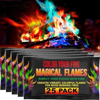Magical Flames Fire Color Packets (25 Pack), Vibrant Multi-Color Fire for Fire Pits, Campfires, Bonfires & Fireplaces - Camping Essentials & Outdoor Party Accessories