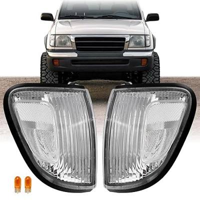 USR 98-00 Tacoma 4WD Corner Light – Front Parking Corner Lamps (Left + Right) Pair - Compatible with 1998-2000 Toyota Tacoma 4 Wheel Drive 4x4 Pickup Truck & PreRunner 2WD (CLEAR LENS w/AMBER BULBS)