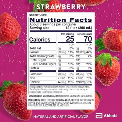 Pedialyte Electrolyte Drink, Hydration Drinks for Kids & Adults, Strawberry, 1 Liter