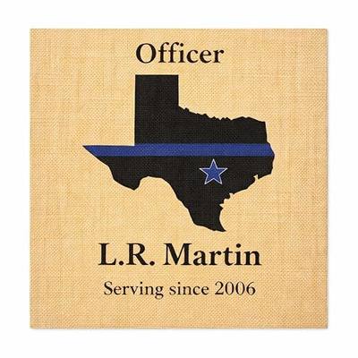 Personalized Police Officer Gift - Custom Thin Blue Line Burlap Print with Name - Law Enforcement Graduation Promition or Retirement Decor