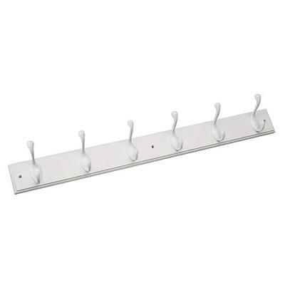 Franklin Brass Heavy Duty (1-Pack) 27" Coat Rack Wall Mount Pure White Hat Rack with 6 Hooks Hanging Hook Rail for Clothes, Towels, Purses, Bags, Kitchen, Entry, Closet Organization RPLR6DJ-PWW-L1