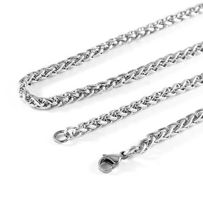 MASOP Men's Titanium Stainless Steel Wheat Chain Link Necklace 5mm Wide