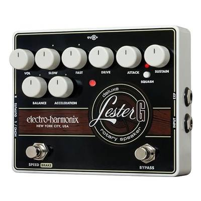 Electro-Harmonix Lester-G Deluxe Rotary Speaker Emulator Guitar Effects Pedal with Stereo Outputs, Black | Stereo Outputs, Built-in Compressor, Tube-Emulated Overdrive, Fast and Slow and Brake Modes, Exp Jack