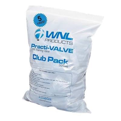 WNL Products 5000TV-CP Practi-Valve CPR Training Valve, 55 Pack | Fits all WNL Adult, Child, and Infant Training Masks, individually wrapped, single use, bulk club pack