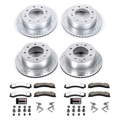 PowerStop Front & Rear Brake Kit For Chevrolet Silverado 2500 HD 2015-19 |GMC Sierra 2500 HD 2015-19 - Truck & Tow Carbon Fiber Ceramic Brake Pads + Drilled & Slotted Rotors Upgrade, K6992-36