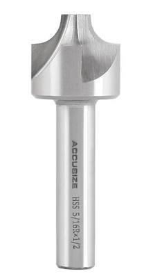 Accusize Industrial Tools Hss Corner Roudning End Mill, 5/16'' Radius, 1/2'' Shank Diameter, 1-1/8'' Largest Diameter, 3-1/4'' Oal, 1011-0512 | H.S.S. Corner Rounding End Mill, 1/2" Shank, 1-1/8" Largest Dia, 3-1/4" Overall Length