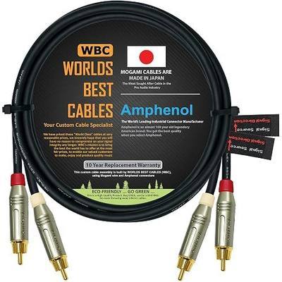 WORLDS BEST CABLES 3 Foot – Directional Quad High-Definition Audio Interconnect Cable Pair Custom Made Using Mogami 2534 Wire and Amphenol ACPR Die-Cast, Gold Plated RCA Connectors