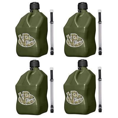VP Racing 3842-CA, 5.5-Gallon Square Motorsport Jug Camo (4 Pack) w/ 14" Deluxe Hose (4 Pack) Close-Trimmed Cap and Neck for Tight Seal