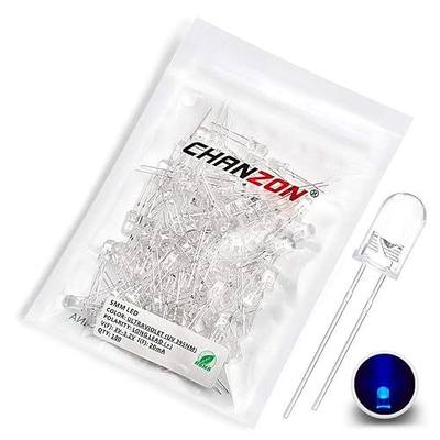 CHANZON 100 pcs 5mm Purple UV LED Diode Lights(DC 3V 20mA) | (Violet Clear Round) Bright Lighting Bulb Lamps Electronics Components Indicator Light Emitting Diodes DIY PCB Arduino