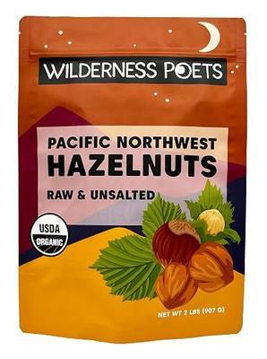 Wilderness Poets, Organic, Pacific Northwest-Grown Hazelnuts - Raw, Whole Nuts with Skins, No Shells. Bulk Size (32 Ounce - 2 Pound)
