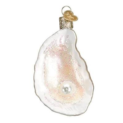 Old World Christmas Oyster with Pearl Glass Blown Ornament for Christmas Tree, Handcrafted Holiday Decoration, Seashell Collection