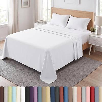 Southshore Fine Living, Inc. White King Flat Sheet Only, 132" x 110" Oversized Top Sheets, Hotel Bedding, California Kings Top Sheets Stay Tucked on Toppers, Pillow Tops, White Flat Sheet King