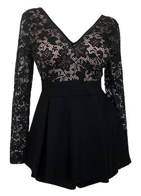 eVogues Plus Size Lace Overlay Romper Dress